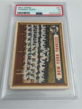 1957 TOPPS #97 YANKEES TEAM PSA 1.5 Vintage Baseball Card